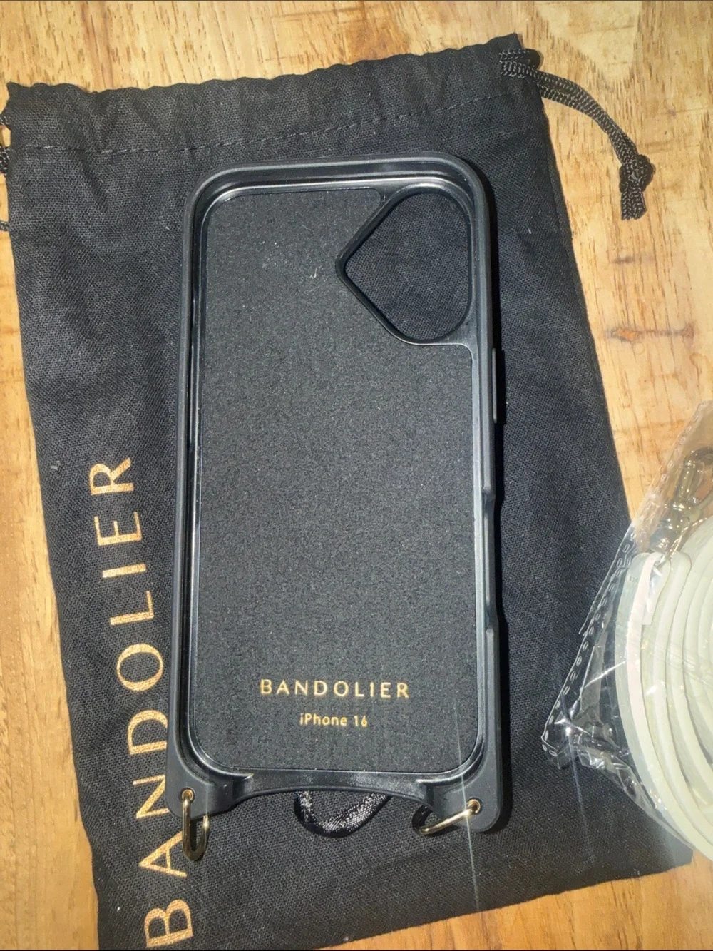BANDOLIER iPhone 16 Leather Ivory & Gold Phone Case Wallet with Strap BRAND NEW!